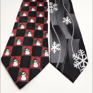 Holiday neckties Christmas Snow Flakes Snowman
